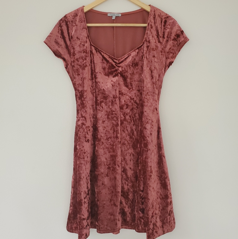 Pink velvet mini dress
